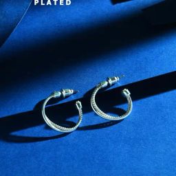 Accessorize London 925 Silver-Plated Thin Twisted Hoop Earrings for Women-image-99