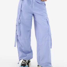 The Souled Store Lavender Cotton Relaxed Fit Cargo Pants-image-63