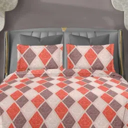 Ariana SORRENTO Red & Brown Cotton 144 TC Double Size Bedsheet With 2 Pillow Covers-image-96