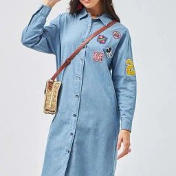 Bewakoof Blue Printed Relaxed Fit Dress-image-33