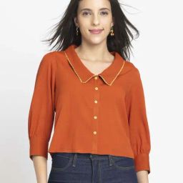 SHAYE Orange Casual Shirt-image-87