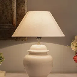 Homesake White Ceramic Table Lamp with Cone Shade (Bulb Included) - Set of 1 image 1