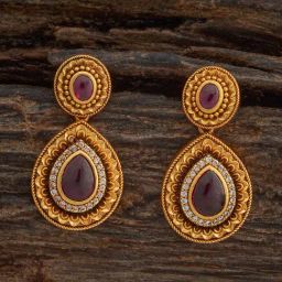 Kushal's Fashion Jewellery Ruby Gold Polished Antique Earring for Women-picture-10