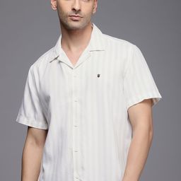 Louis Philippe Jeans Slim Fit Striped Cuban Collar Casual Shirt-image-10