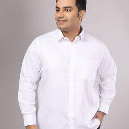 Sizeupp Men Plus Size Comfort Spread Collar Solid Cotton Formal Shirt-image-19