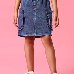 V-Mart Girls Floral Printed Straight Knee Length Skirt-image-74