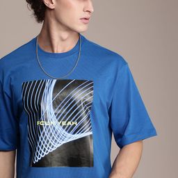 FCUK Graphic Printed Drop-Shoulder Sleeves Pure Cotton T-shirt-image-29