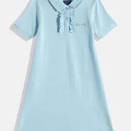 Allen Solly Junior Girls Ruffled Pure Cotton A-Line Dress-picture-39