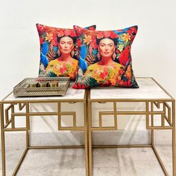 DIHIKA Pink & Red Set of 2 Ethnic Motifs Square Cushion Covers-20