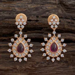 Kushal's Fashion Jewellery Gold-Plated Cubic Zirconia Studded Teardrop Shape Drop Earrings-10