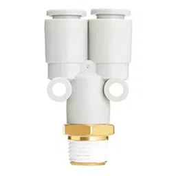 SMC Branch Y Fitting 1/4 inch (6.35 mm) Connection Screw and 10 mm Tube Size, KQ2U10-02AS-47