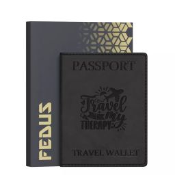 FEDUS Premium Therapy Passport Holder Faux Leather Black with Card Holder, RFID Protected Travel Accessories-image-87