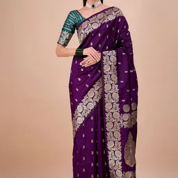 House of Pataudi Woven Design Banarasi Saree With Blouse Piece-image-44