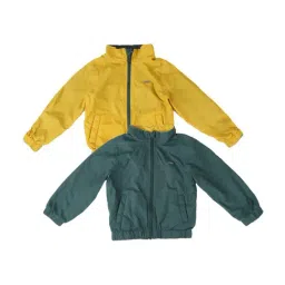 Allen Solly Junior Green & Yellow Regular Fit Reversible Jacket-image-23