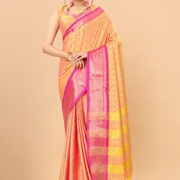 DIVASTRI Woven Design Zari Silk Cotton Ikat Saree-46