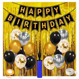 Zyozi Metallic Birthday Decoration Kit Golden and Black - Pack of 41-image-74