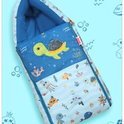Babyhug Velvet Sleeping Bag Turtle Print -  Blue-image-48