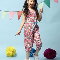 BIBA Short Sleeves Floral Printed Jumpsuit - Blue-picture-7