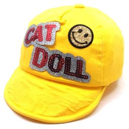 Kid-O-World Cat Doll Sequin Embellished Cap - Yellow-image-41