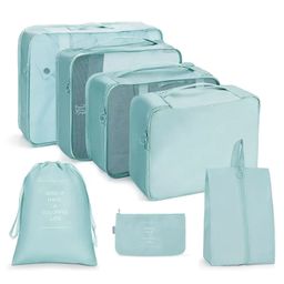 House of Quirk Packing Cubes 7 Pieces Travel Luggage Packing Organizers Set with Toiletry Bag - Light Blue-picture-27