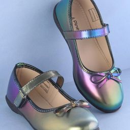 Pine Kids Ballerinas  with Velcro Closure & Bow Applique - Blue-image-99