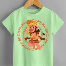 KNITROOT Dussehra Theme Half Sleeves Hanuman Printed Tee - Green-picture-41