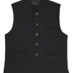 CAVIO Sleeveless Solid Nehru Jacket - Black-image-88