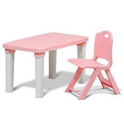 Happy Bear Study table and folding chair set for kids , 2 to 6 years, Height Adjustable Study table for kids - Pink-24