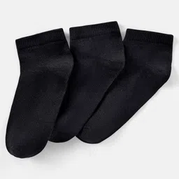 Pine Kids Knit Antimicrobial Ankle Length Solid Colour Socks Pack of 3 - Black-picture-35