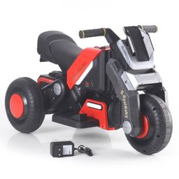 Kids Battery Operated Ride on Motorcycle with Flashing Lights Music & 3 Wheels - Red-14