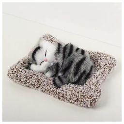 SUPER TOY Cute Sleeping Cat Plush Toy with Meow Sound Length 18 cm-28