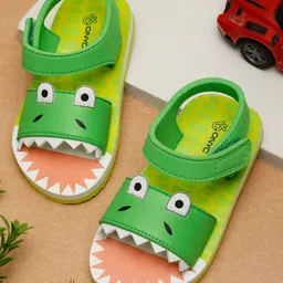 ONYC Crocodile Designed & Applique Detailed Sandals - Green-picture-25