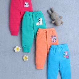 BUMZEE Cotton Knit Pack Of 4 Cute Baby Bunny & Penguin Printed Pajamas - Blue & Pink-image-82
