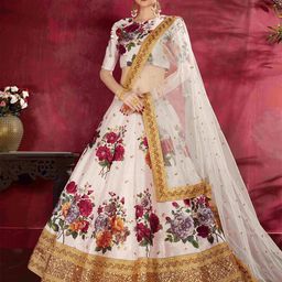 DIVASTRI Embellished Sequinned Art Silk Semi-Stitched Lehenga & Blouse With Dupatta-image-29