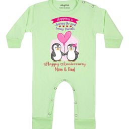 Arvesa Happy Anniversary Mom & Dad Printed Bodysuit-image-98