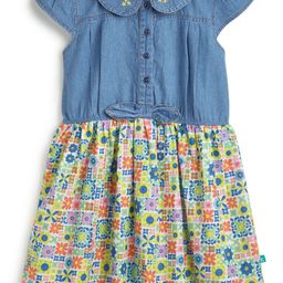 JusCubs Floral Print Peter Pan Collar Denim Fit & Flare Dress-image-49