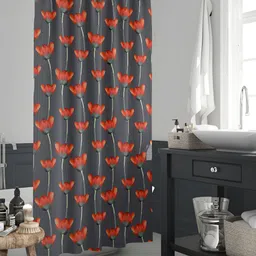 ArtzFolio Grey & Red Printed Waterproof Shower Curtain-image-105