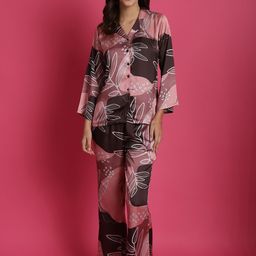 Claura Women Silk Satin Printed Night suit-image-13