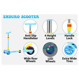 Little Olive Enduro 4 Level Height Adjustable Scooter with LED Lights - Blue image 3