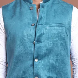 Anouk Printed Kurta With Pyjama & Nehru Jacket image 4