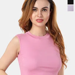 Fabme Women Pack of 3 Cotton Crop Top-image-15