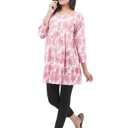 Resha Women Floral Printed Round Neck Pure Cotton Top-image-1