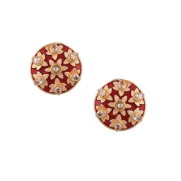 House of Pataudi Men Gold-Plated Stones Studded Enamel Detail Cuff Links-image-99