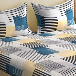 Myntra Elegant Homes White & Green Printed 300 TC Double King Bedsheet Set 2.50 m x 2.20 m-image-17