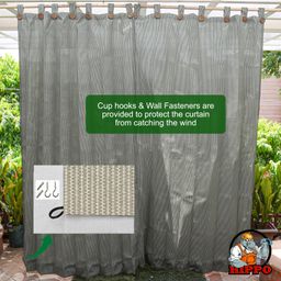 Hippo Loop Curtains with Sun Protection Pack of 2-Sahara Sand - 4.5FTX9FT image 5