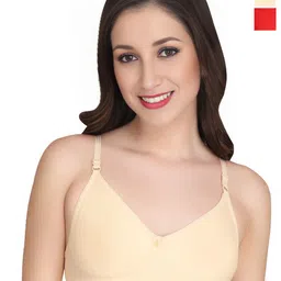 Liigne Women Pack Of 2 Full Coverage Lightly Padded Non-Wired Cotton T-shirt Bra-picture-46