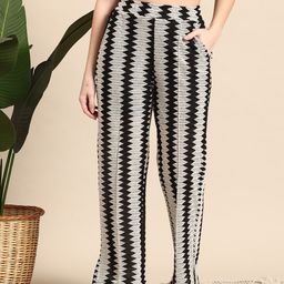 Mast & Harbour Women Self Design Relaxed Pleated Trousers-image-92
