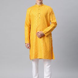 Luxrio Men Ethnic Motifs Printed Mandarin Collar Regular Kurta with Pyjamas-picture-11