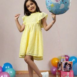 TeenTrums Floral with Pom-Pom Detail Fit & Flare Dress-image-42