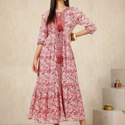 Soch Pink Cotton Printed Maxi Dress-image-22
